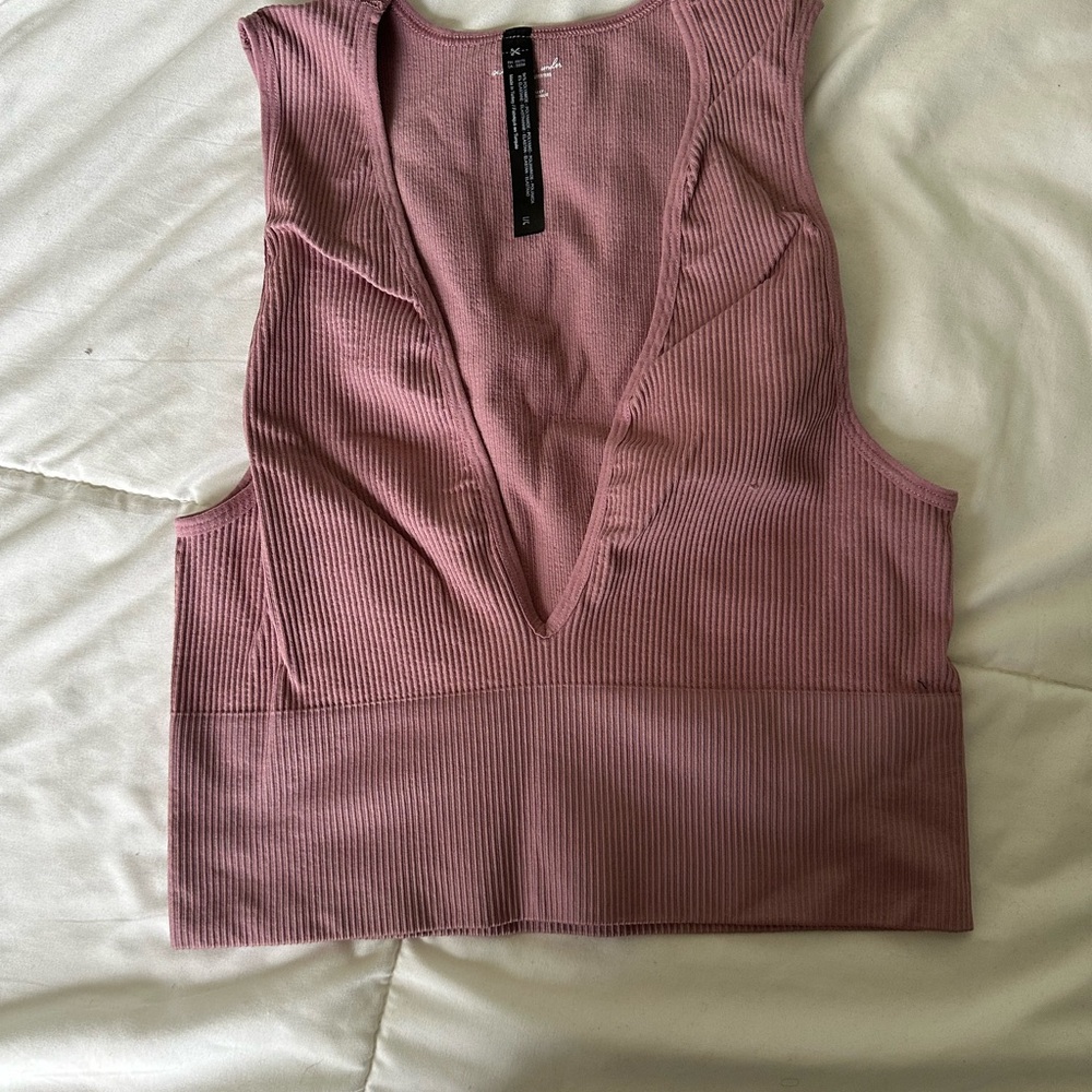 Urban Outfitters Mauve Ribbed Crop Top